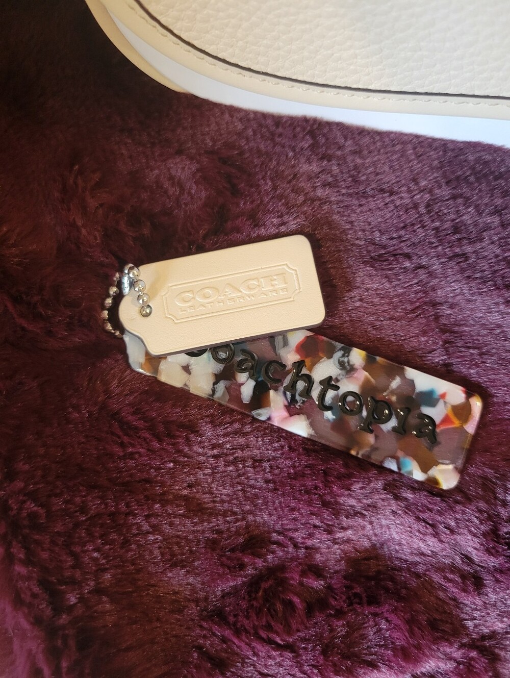 Coachtopia Wavy Dinky Chic Cream Shoulder Bag with Multicolor Chain Strap. - Picture 9 of 12
